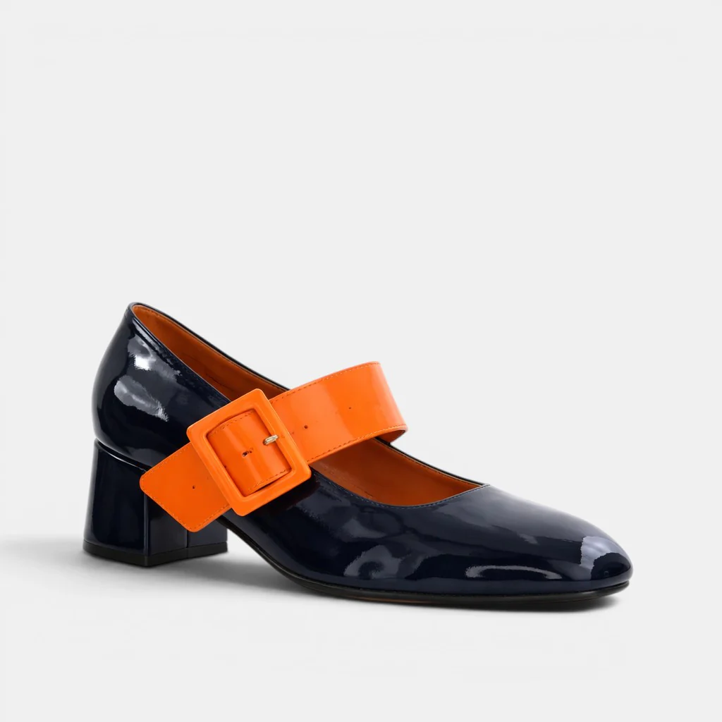 BRESLEY PAGODA NAVY ORANGE PAT - Image 2