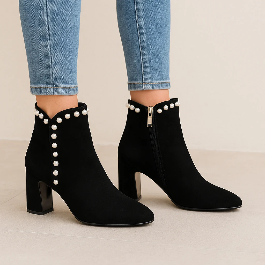 DJANGO & JULIETTE KENDALE BLACK SUEDE PEARL