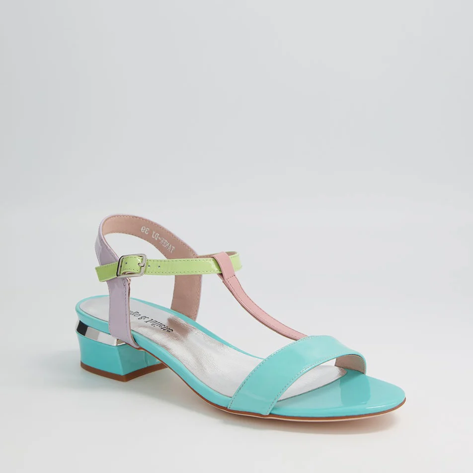 DJANGO & JULIETTE TANER AQUA PINK PATENT MULTI - Image 2