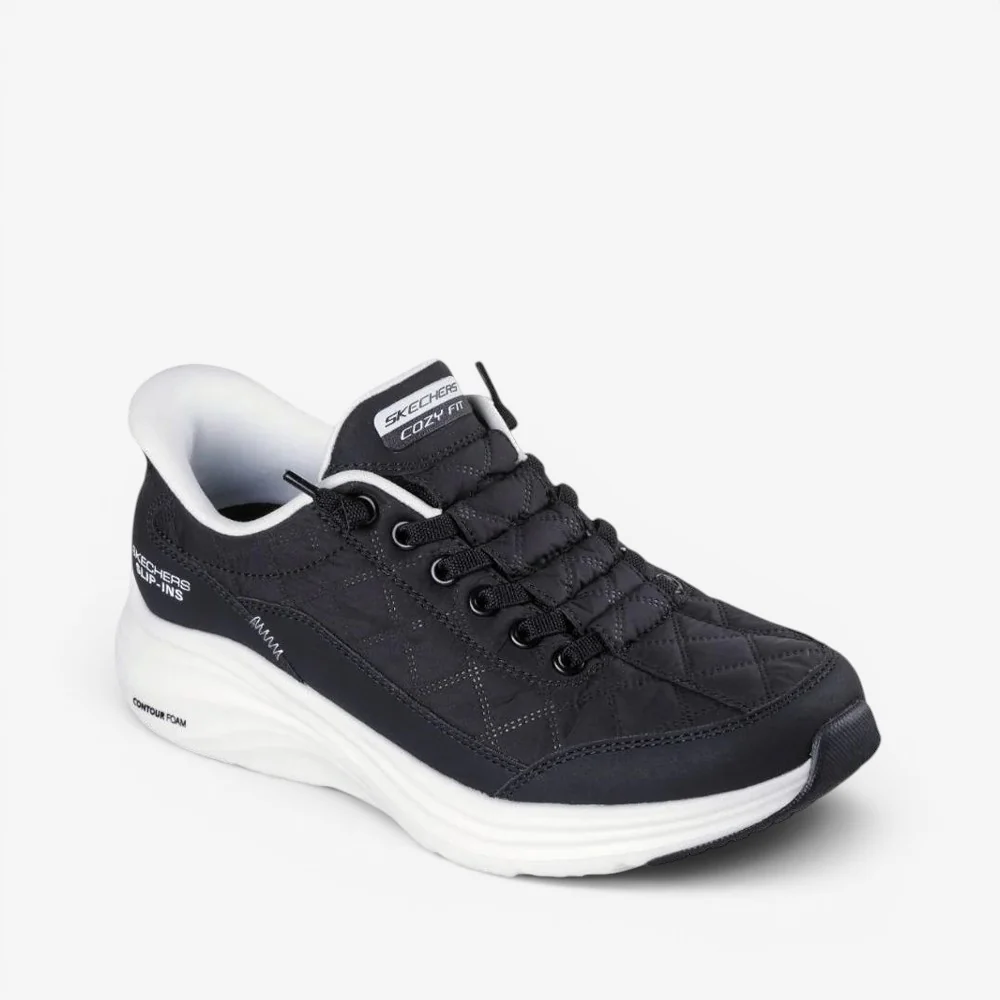 SKECHERS CONTOUR FOAM COZY FIT BLACK/WHITE - Image 2