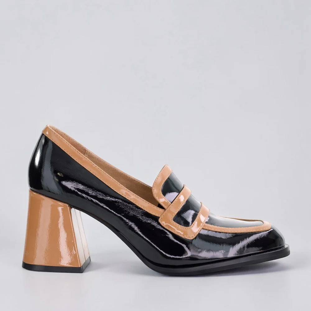 TAMARA LONDON BERGEN BLACK TAN PAT
